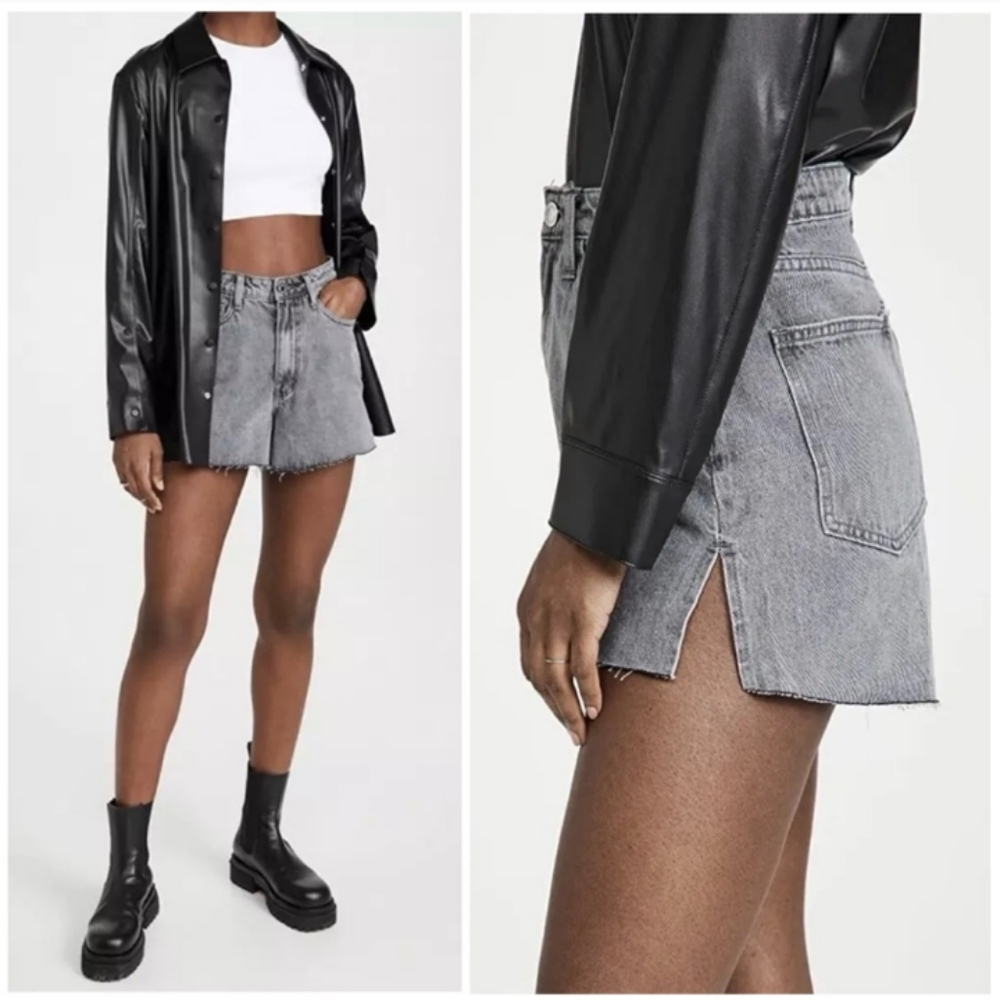 NWT WeWoreWhat The Boyfriend Shorts Rigid Denim High Waist Side Slit